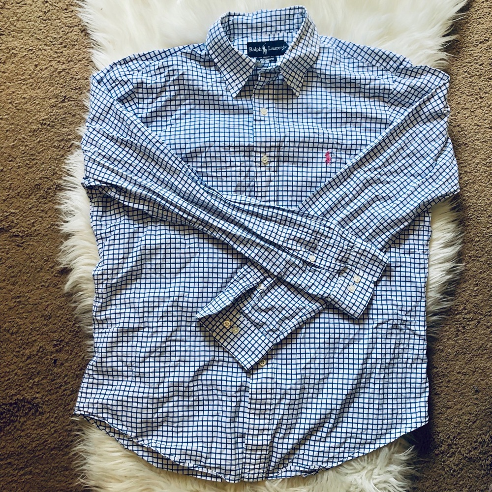 Ralph Lauren Blue/white custom fit pink horse